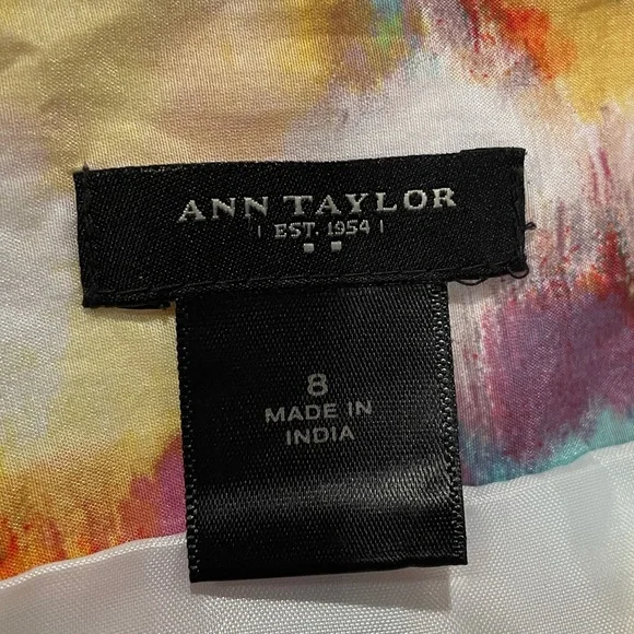 Anne Taylor silk blend watercolor abstract pattern side zipper skirt size 8 - Picture 8 of 12